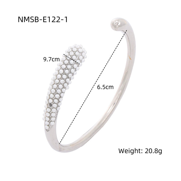 Pearl Zircon Titanium Steel Electroplated Bracelet For Women