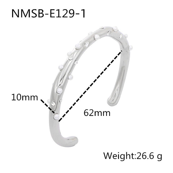 Pearl Zircon Titanium Steel Electroplated Bracelet For Women
