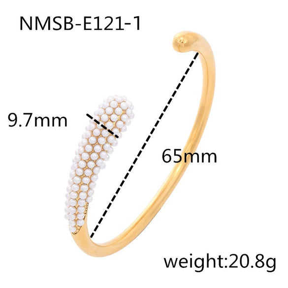 Pearl Zircon Titanium Steel Electroplated Bracelet For Women