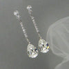 Pearshaped Copper Women's Ear Jewelry With Water Drop Zircon