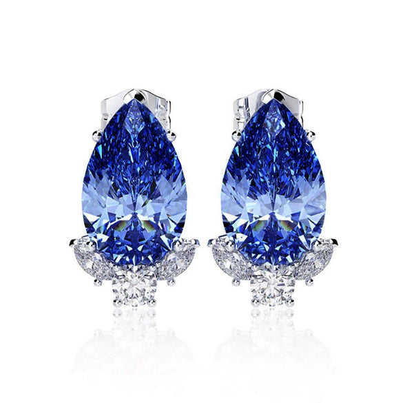 Pearshaped Water Drop Copper Zircon Earrings