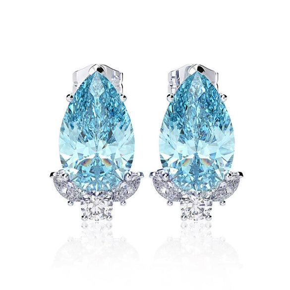 Pearshaped Water Drop Copper Zircon Earrings