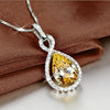Pearshaped Water Drop Zircon Necklace Copper Mixed Gem Inlay Ochain Geometric Style
