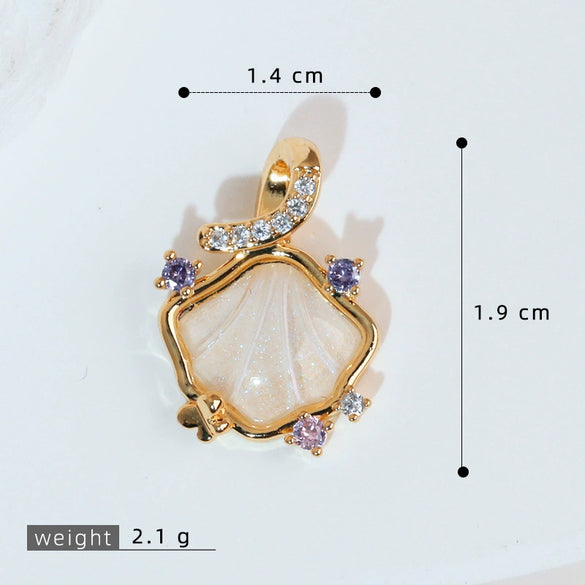 Pendant Accessories Colorful Shell Fanshaped Copper Electroplated Marine Series Diy Handmade