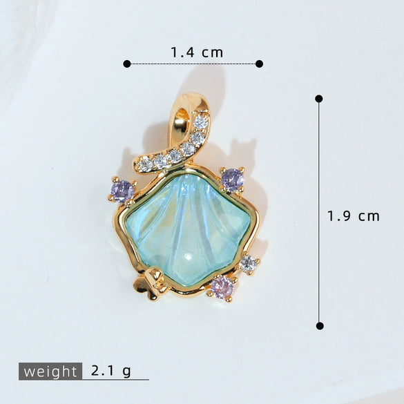 Pendant Accessories Colorful Shell Fanshaped Copper Electroplated Marine Series Diy Handmade