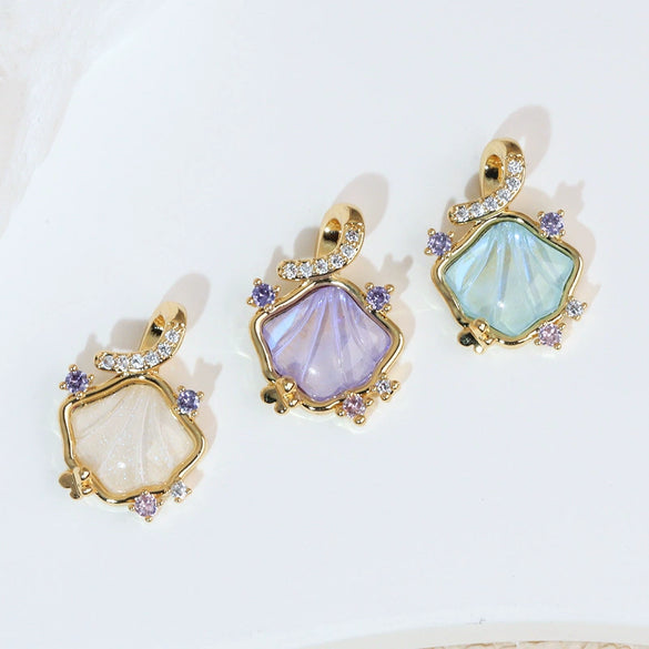 Pendant Accessories Colorful Shell Fanshaped Copper Electroplated Marine Series Diy Handmade