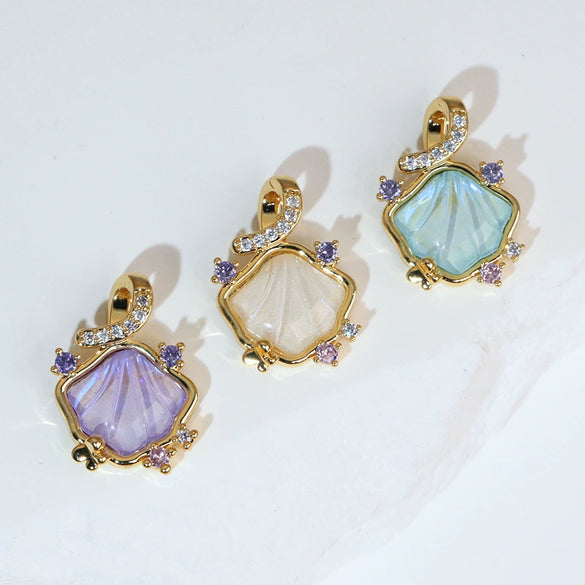 Pendant Accessories Colorful Shell Fanshaped Copper Electroplated Marine Series Diy Handmade