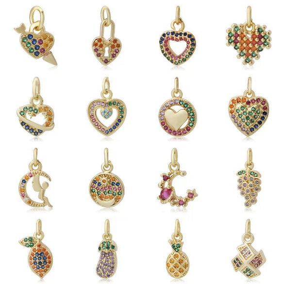 Pendant Accessories Copper Geometric Electroplating Micro Inlaid Zircon Love Simple Fashion