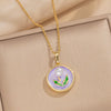 Pendant Accessories French Retro Imitation Pearl Oil Drop Light Luxury Enamel Painted Flower Copper Titanium Steel Electroplated O Word Chain