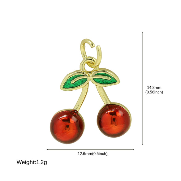 Pendant Accessories Fruit Food Style Copper Brass Electroplating With Letters Numbers Text Pattern