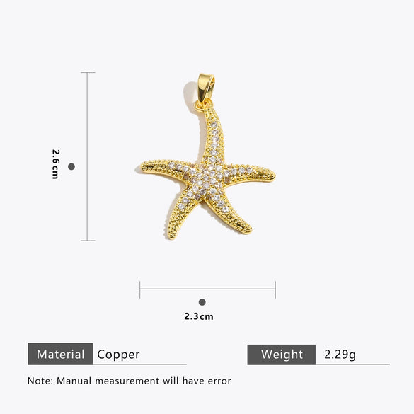 Pendant Accessories Goldplated Copper Zircon Inlay Starfish And Oval Shape