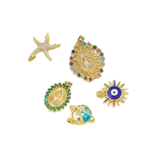 Pendant Accessories Goldplated Copper Zircon Inlay Starfish And Oval Shape