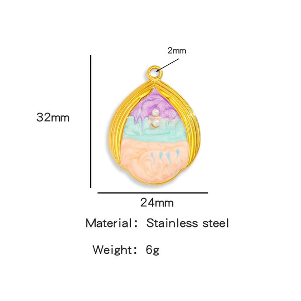 Pendant Accessories Stainless Steel Oildropped Shell Ocean Series