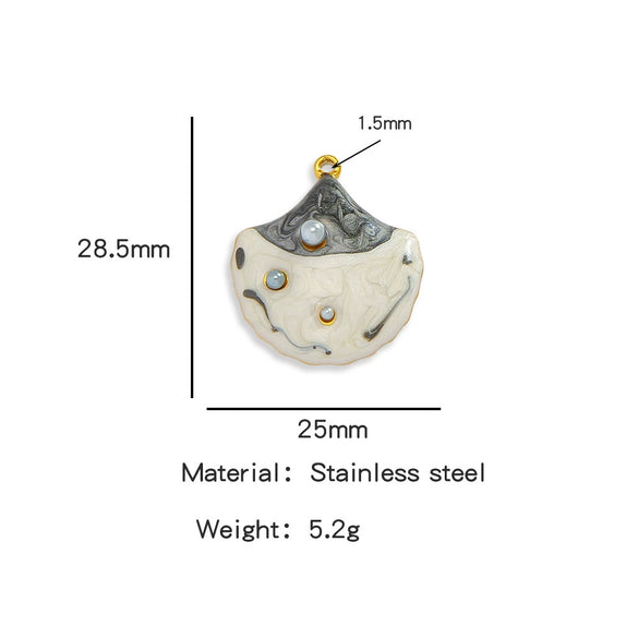 Pendant Accessories Stainless Steel Oildropped Shell Ocean Series