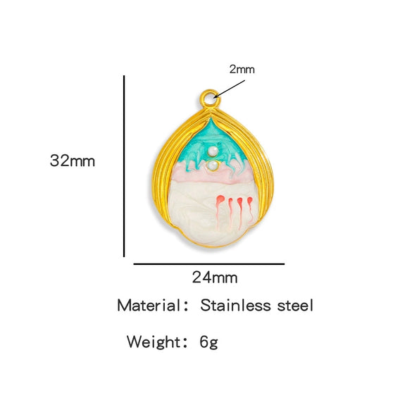 Pendant Accessories Stainless Steel Oildropped Shell Ocean Series