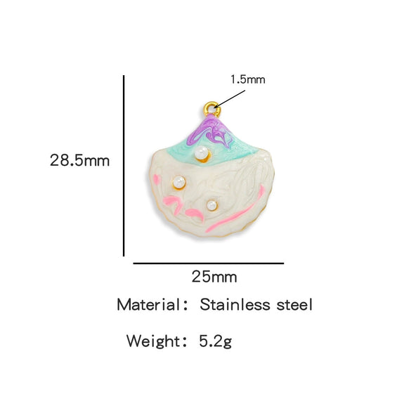 Pendant Accessories Stainless Steel Oildropped Shell Ocean Series