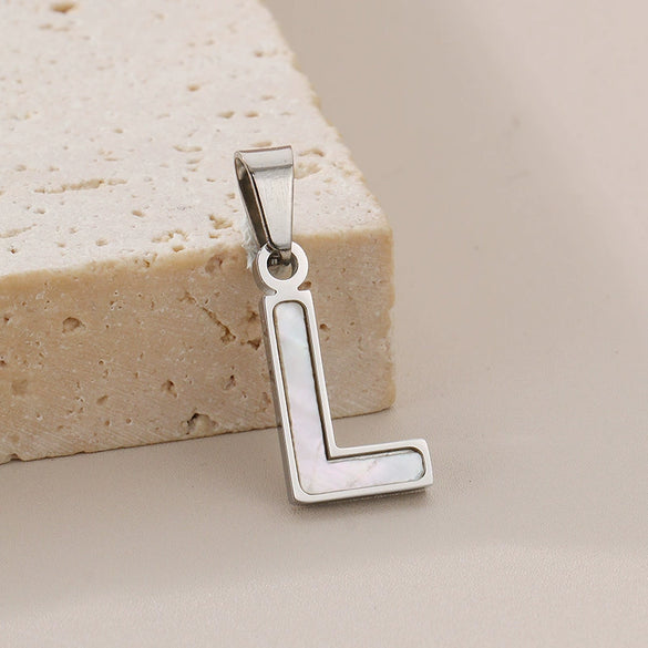 Pendant Accessories Women's Fresh And Sweet Stainless Steel With White Shell And English Letters