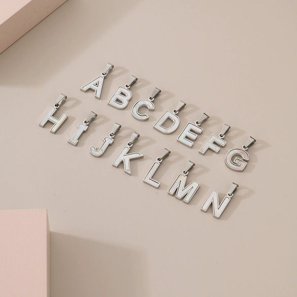 Pendant Accessories Women's Fresh And Sweet Stainless Steel With White Shell And English Letters