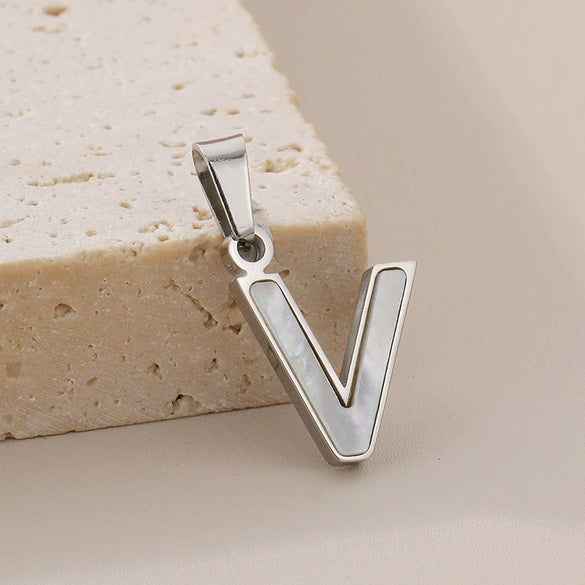 Pendant Accessories Women's Fresh And Sweet Stainless Steel With White Shell And English Letters