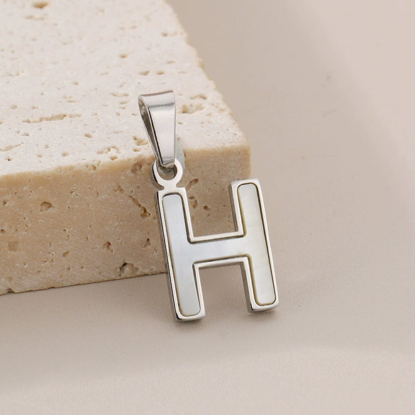 Pendant Accessories Women's Fresh And Sweet Stainless Steel With White Shell And English Letters