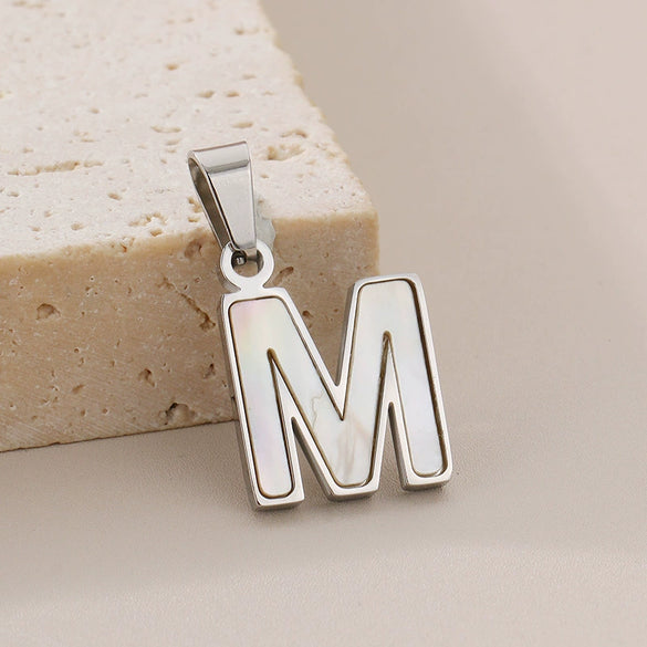 Pendant Accessories Women's Fresh And Sweet Stainless Steel With White Shell And English Letters