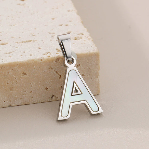 Pendant Accessories Women's Fresh And Sweet Stainless Steel With White Shell And English Letters