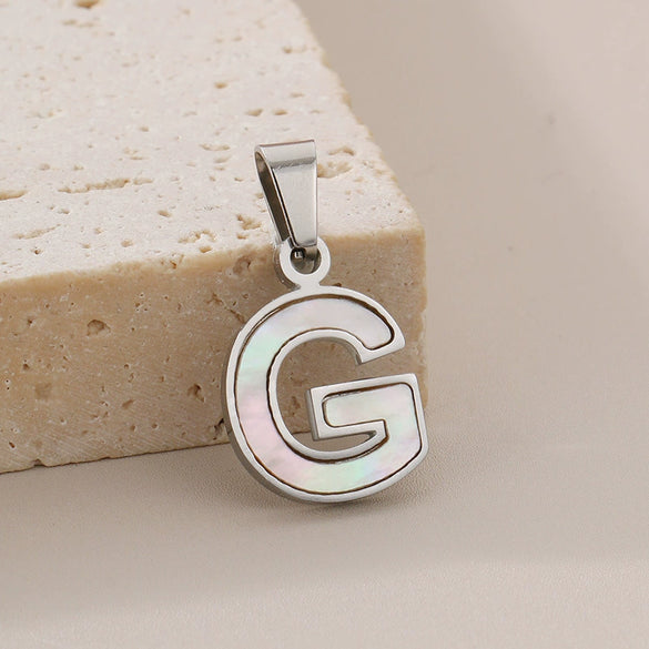 Pendant Accessories Women's Fresh And Sweet Stainless Steel With White Shell And English Letters