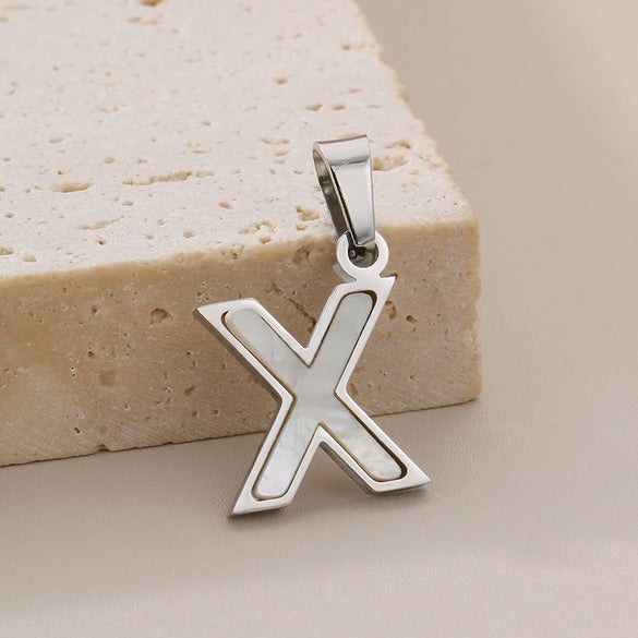 Pendant Accessories Women's Fresh And Sweet Stainless Steel With White Shell And English Letters