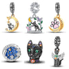 Pendant Beads Jewelry Accessories Copper Silver Plated Animal Dripping Oil Design Moon Cat Playing Butterfly
