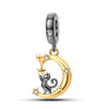 Pendant Beads Jewelry Accessories Copper Silver Plated Animal Dripping Oil Design Moon Cat Playing Butterfly