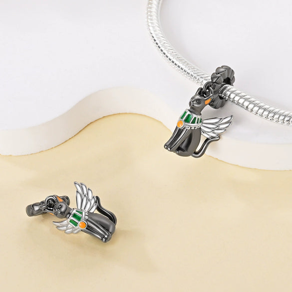Pendant Beads Jewelry Accessories Copper Silver Plated Animal Dripping Oil Design Moon Cat Playing Butterfly