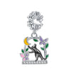 Pendant Beads Jewelry Accessories Copper Silver Plated Animal Dripping Oil Design Moon Cat Playing Butterfly