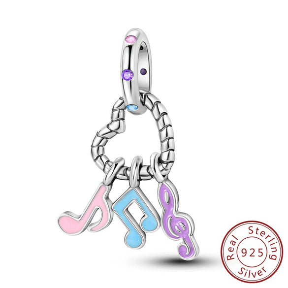 Pendant Beads Jewelry Accessories 925 Sterling Silver Heart Musical Note Dripping Oil Original Design