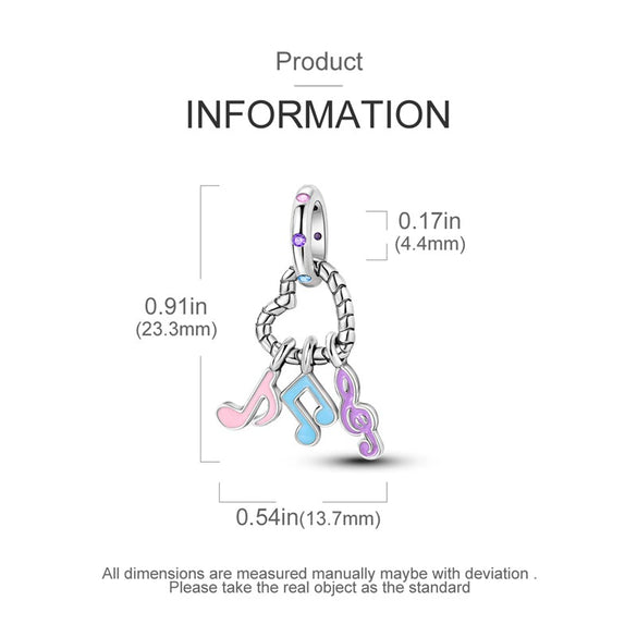 Pendant Beads Jewelry Accessories 925 Sterling Silver Heart Musical Note Dripping Oil Original Design