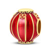 Pendant Beads New Copper Silver Plated Lion Dance Red Lantern Fortune Cat Festival Elements Dripping Oil Design
