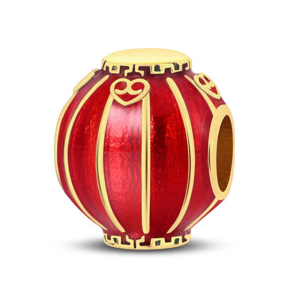 Pendant Beads New Copper Silver Plated Lion Dance Red Lantern Fortune Cat Festival Elements Dripping Oil Design