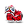 Pendant Beads New Copper Silver Plated Lion Dance Red Lantern Fortune Cat Festival Elements Dripping Oil Design