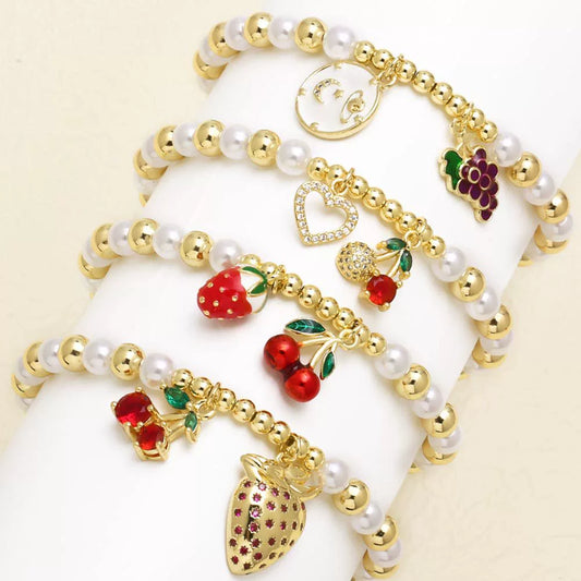 Pendant Bracelet Copper Goldplated Fruit Design