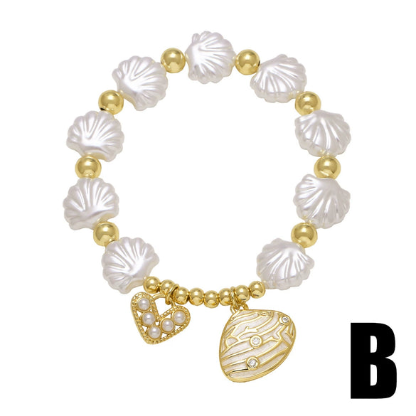 Pendant Bracelet Copper Simple Style Electroplating Shell Turtle Love Unisex