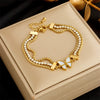 Pendant Bracelet Stainless Steel Geometric Blue Turquoise Retro Electroplating Oval Accessories