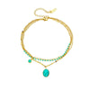 Pendant Bracelet Stainless Steel Geometric Blue Turquoise Retro Electroplating Oval Accessories