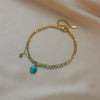 Pendant Bracelet Stainless Steel Geometric Blue Turquoise Retro Electroplating Oval Accessories