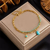 Pendant Bracelet Stainless Steel Geometric Blue Turquoise Retro Electroplating Oval Accessories