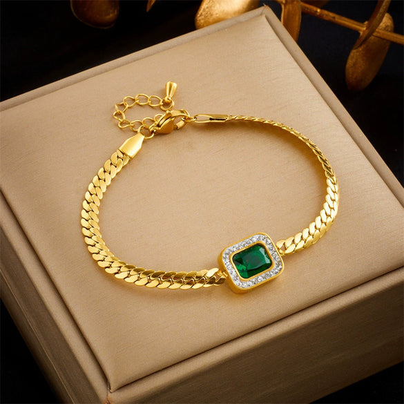 Pendant Bracelet Stainless Steel Geometric Blue Turquoise Retro Electroplating Oval Accessories