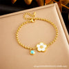 Pendant Bracelet Stainless Steel Geometric Blue Turquoise Retro Electroplating Oval Accessories