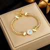 Pendant Bracelet Stainless Steel Geometric Blue Turquoise Retro Electroplating Oval Accessories