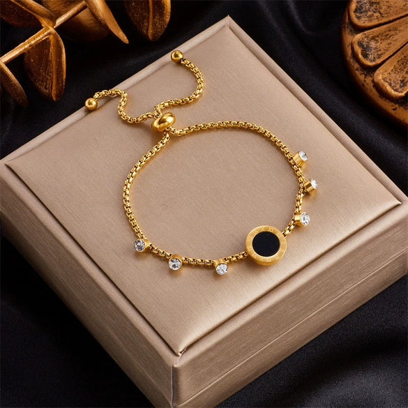 Pendant Bracelet Stainless Steel Geometric Blue Turquoise Retro Electroplating Oval Accessories