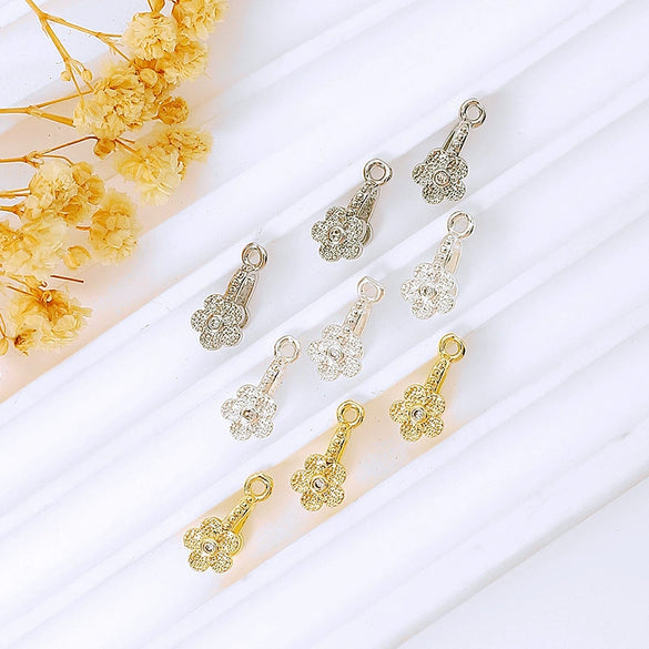 Pendant Buckle Head Diy Accessories Copper Plum Blossom Micro Inlay Zircon Diamond Electroplated Allmatch Geometric Style