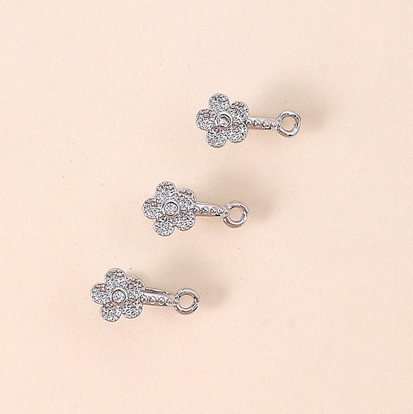 Pendant Buckle Head Diy Accessories Copper Plum Blossom Micro Inlay Zircon Diamond Electroplated Allmatch Geometric Style