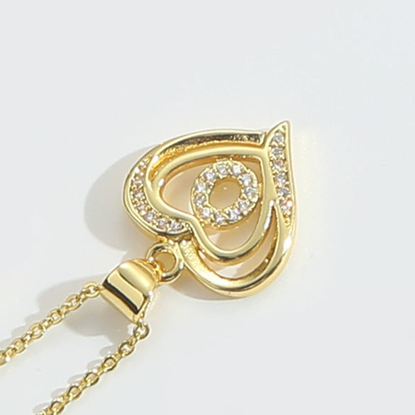 Pendant Clavicle Chain Copper Heart Hollow Shape Electroplating Simple Style
